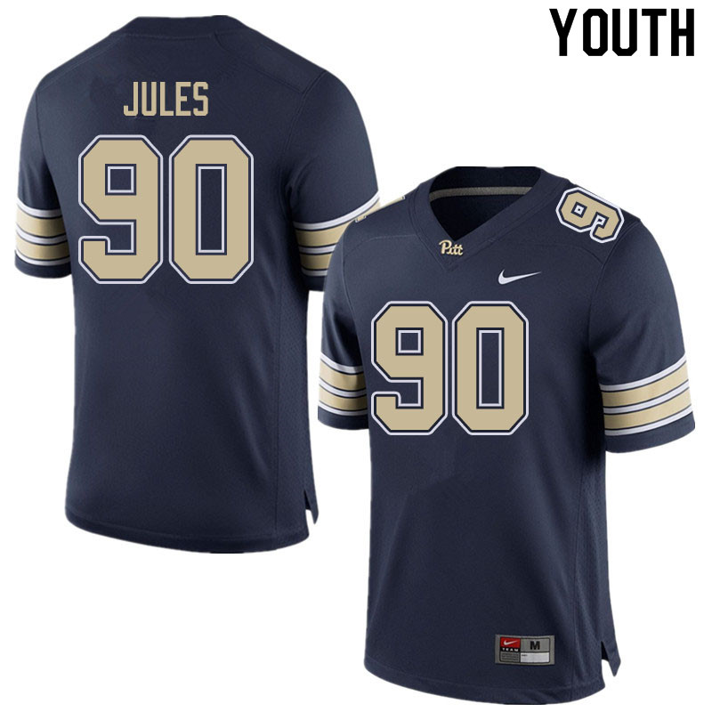 Youth #90 Deandre Jules Pitt Panthers College Football Jerseys Sale-Home Navy